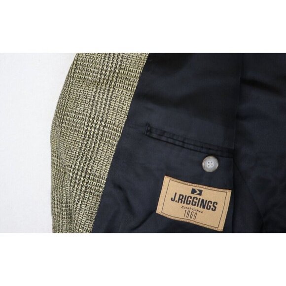 J. RIGGINGS - BEIGE & BLACK PLAID WOOL SILK BLEND BLAZER JACKET SPORT COAT 44R - Picture 5 of 11